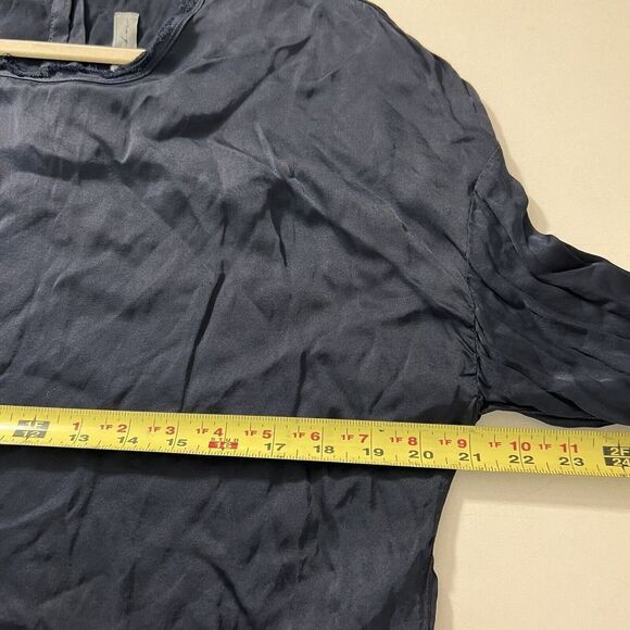 Raquel Allegra Satin Oversized T Shirt Women’s 2 Navy Blue Boxy Short Sleeve NEW - Picture 5 of 6